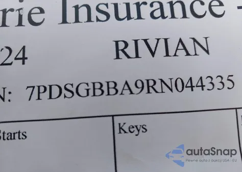 2024 Rivian R1S Adventure Dual Motor Large Pack/Adventure Dual Motor Perf Large Pack z USA, uszkodzony, nr VIN 7PDSGBBA9RN044335